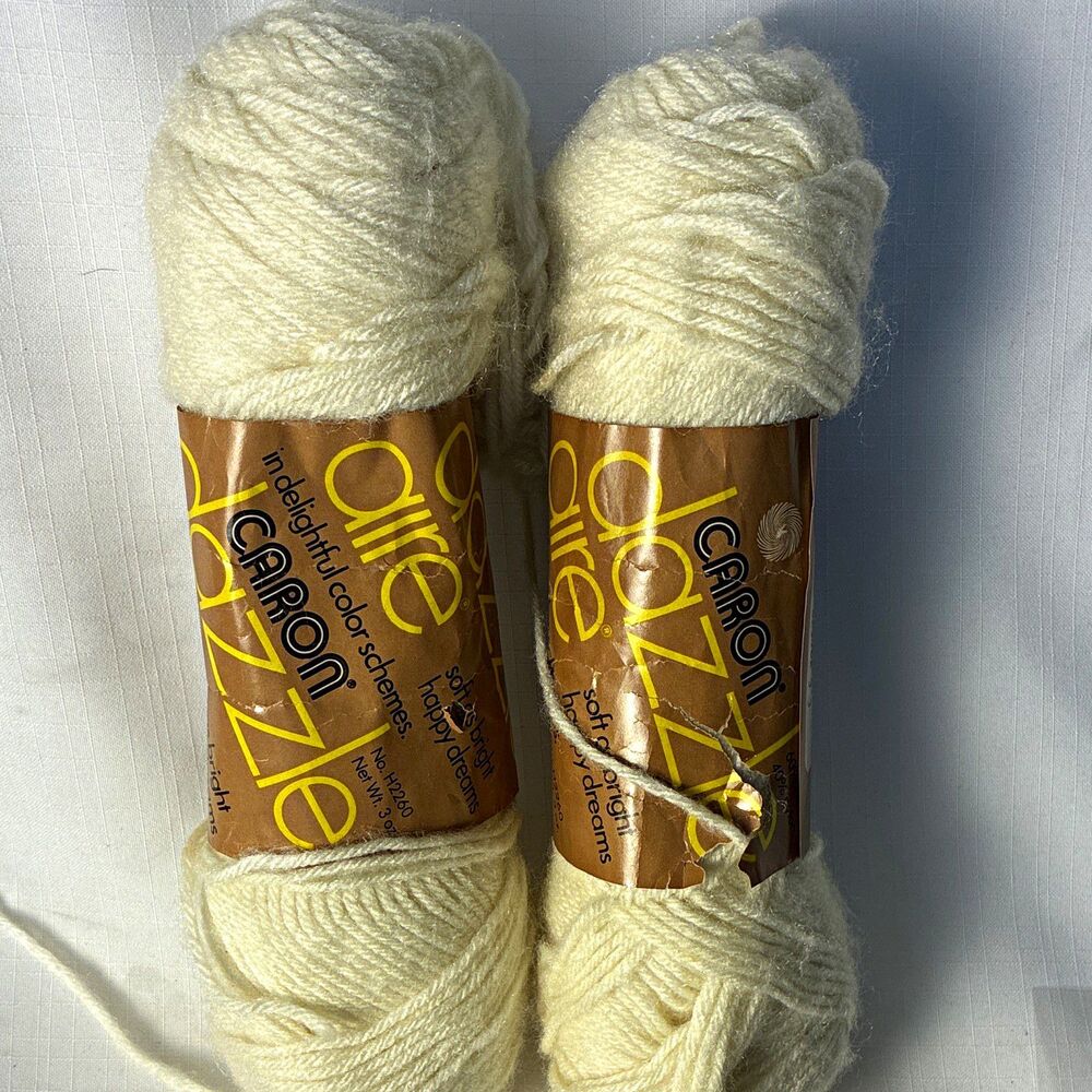 Caron Dazzle Aire White Yarn Skeins Lot of 2, Worsted Weight 4, H2260